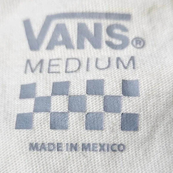 Vans Off The Wall Womens Ringer T-Shirt Cream Leopard Print Graphic Logo Medium - Picture 4 of 9